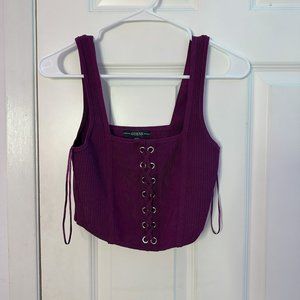 Guess Teyana Purple Euphoria Knit Lace Corset Top Size M $79